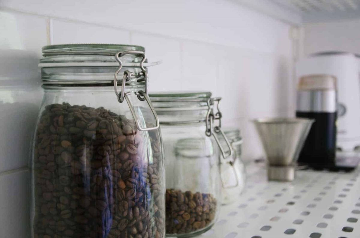 coffee beans in a glass jar