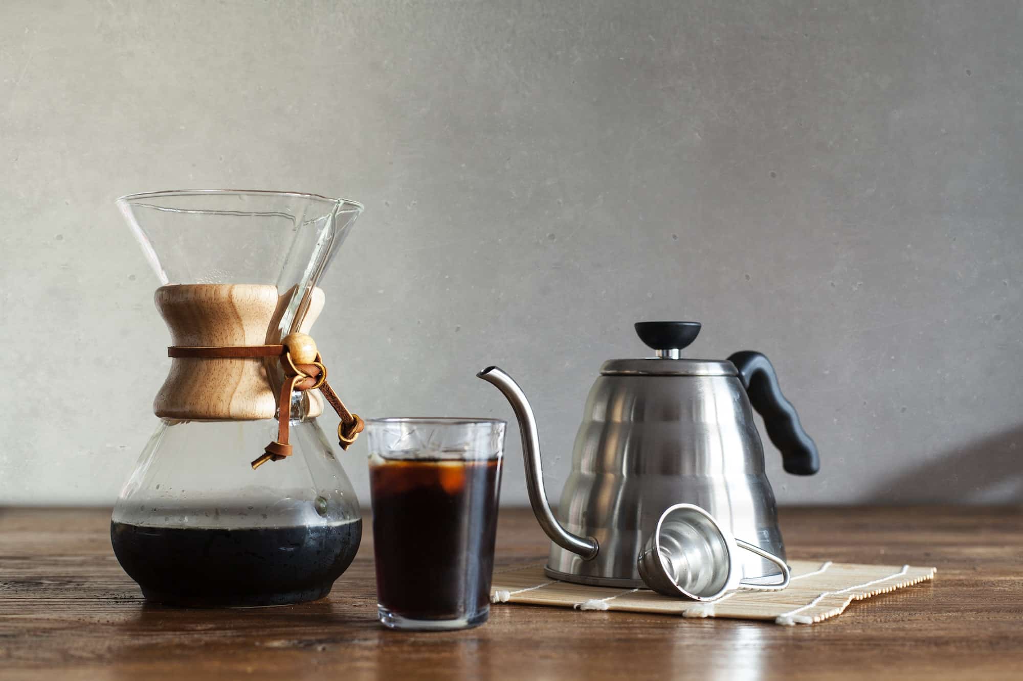 Special coffee brew on table