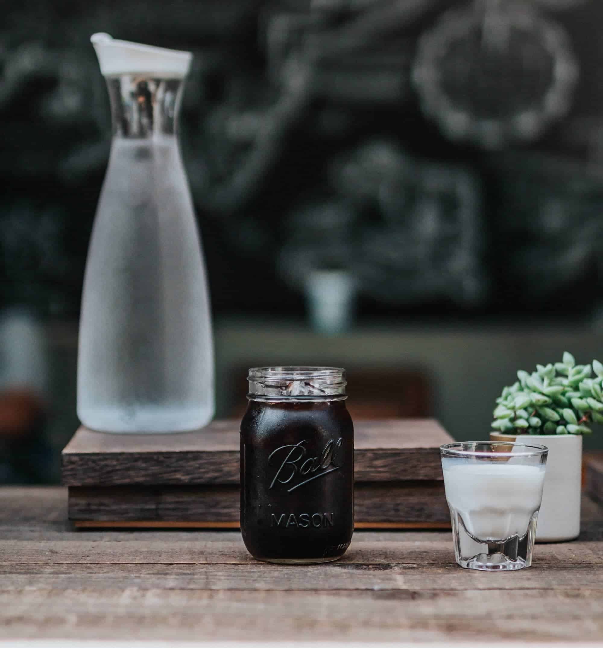 cold brew coffee in a mason jar