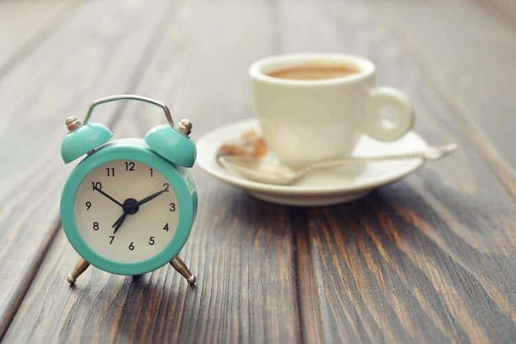 Recommended time of the day to drink coffee