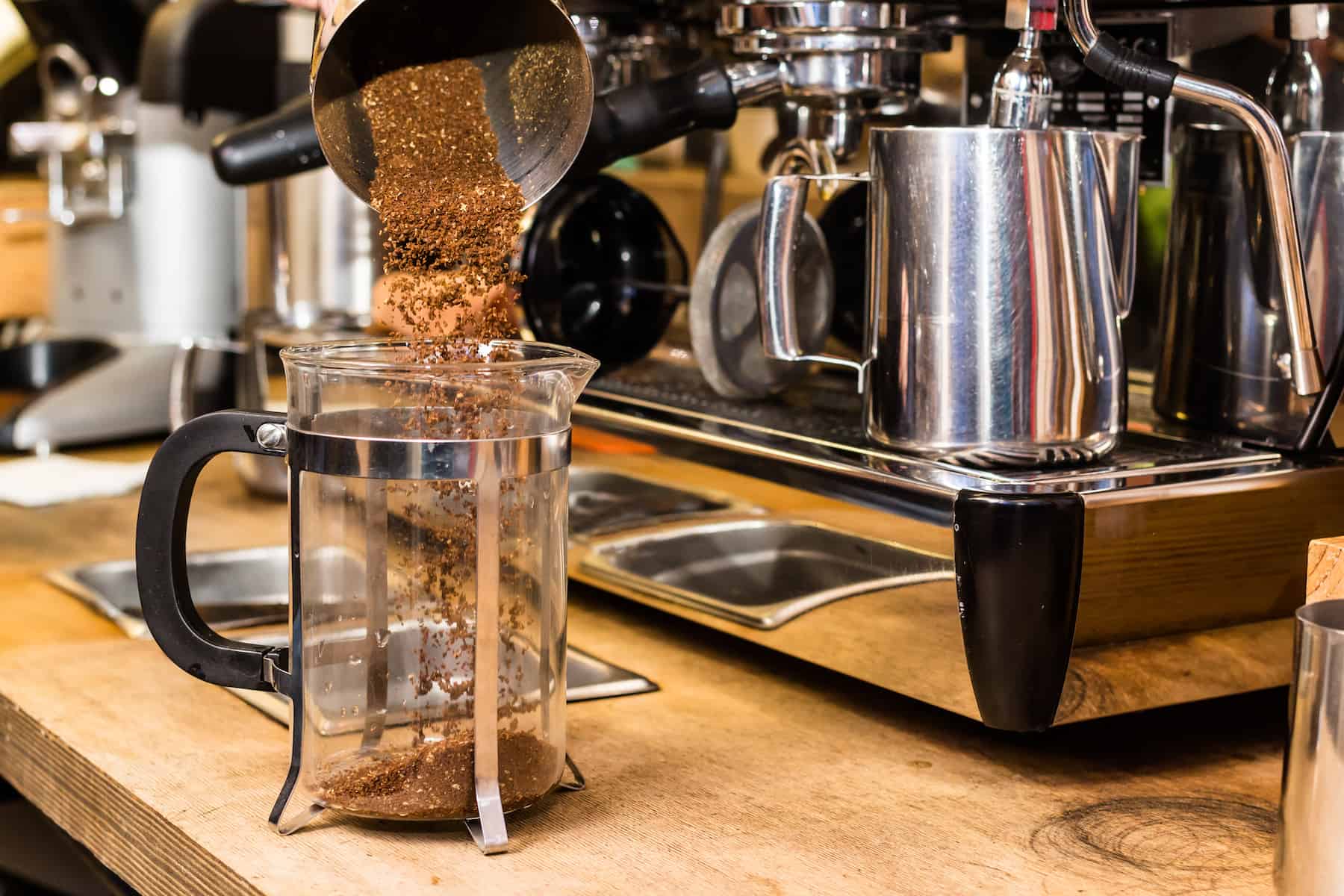 coffee grounds in french press