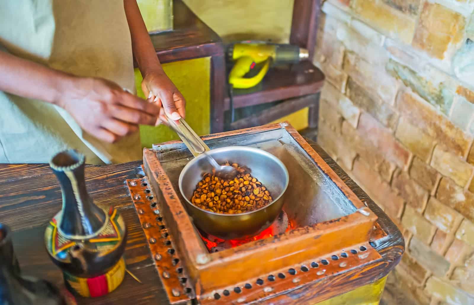 roasting coffee in Ethiopia