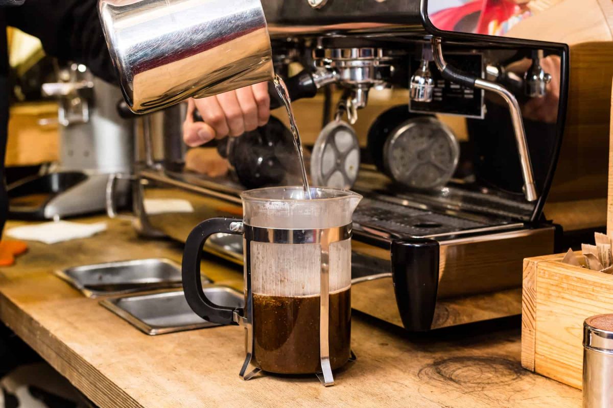 adding water to french press