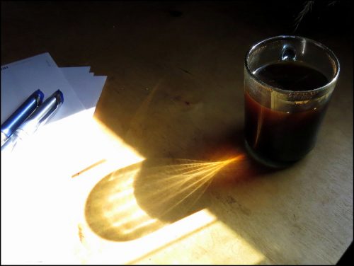 black coffee on desk