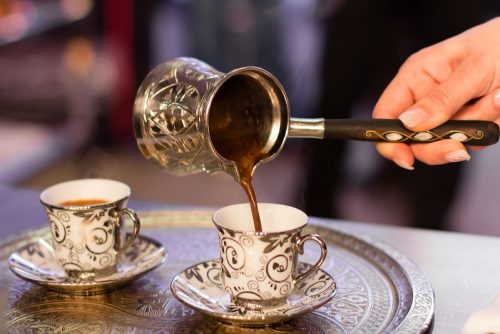 cezve pouring coffee